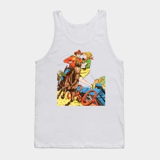 Colorful Cowboy Girl Horse Retro Vintage Comicbook Tank Top